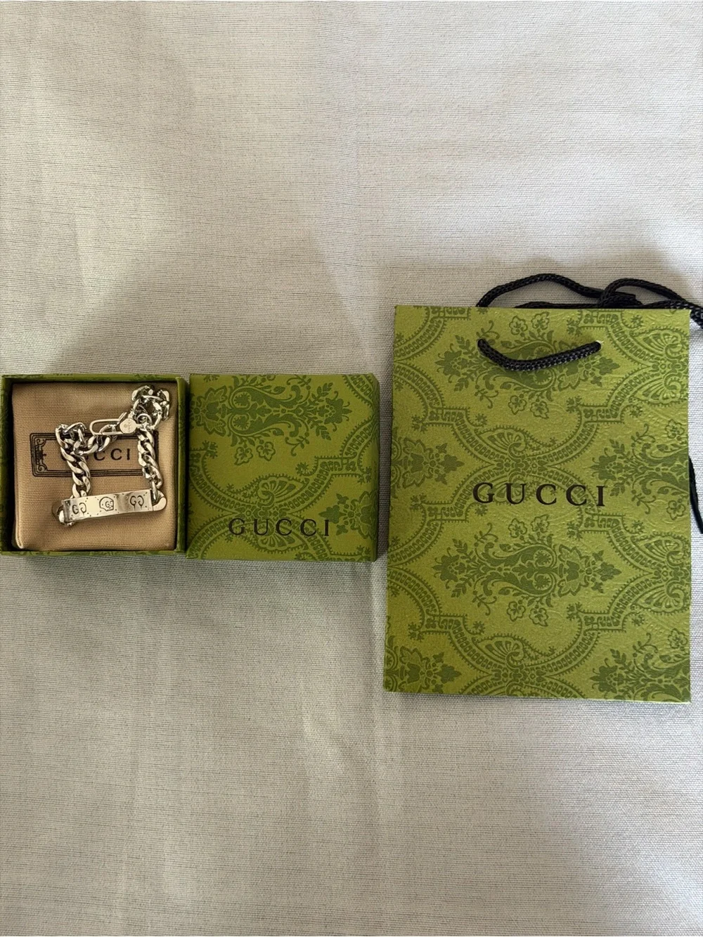 Sterling Silver GucciGhost Hamlet Skull ID Chain Bracelet